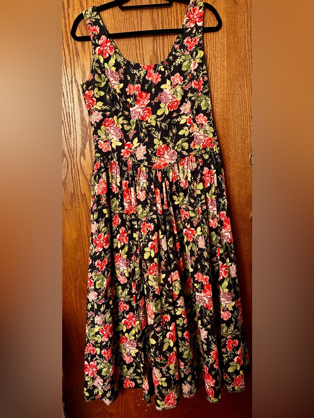 Vintage Laura Ashley Floral Midi Dress Size 10